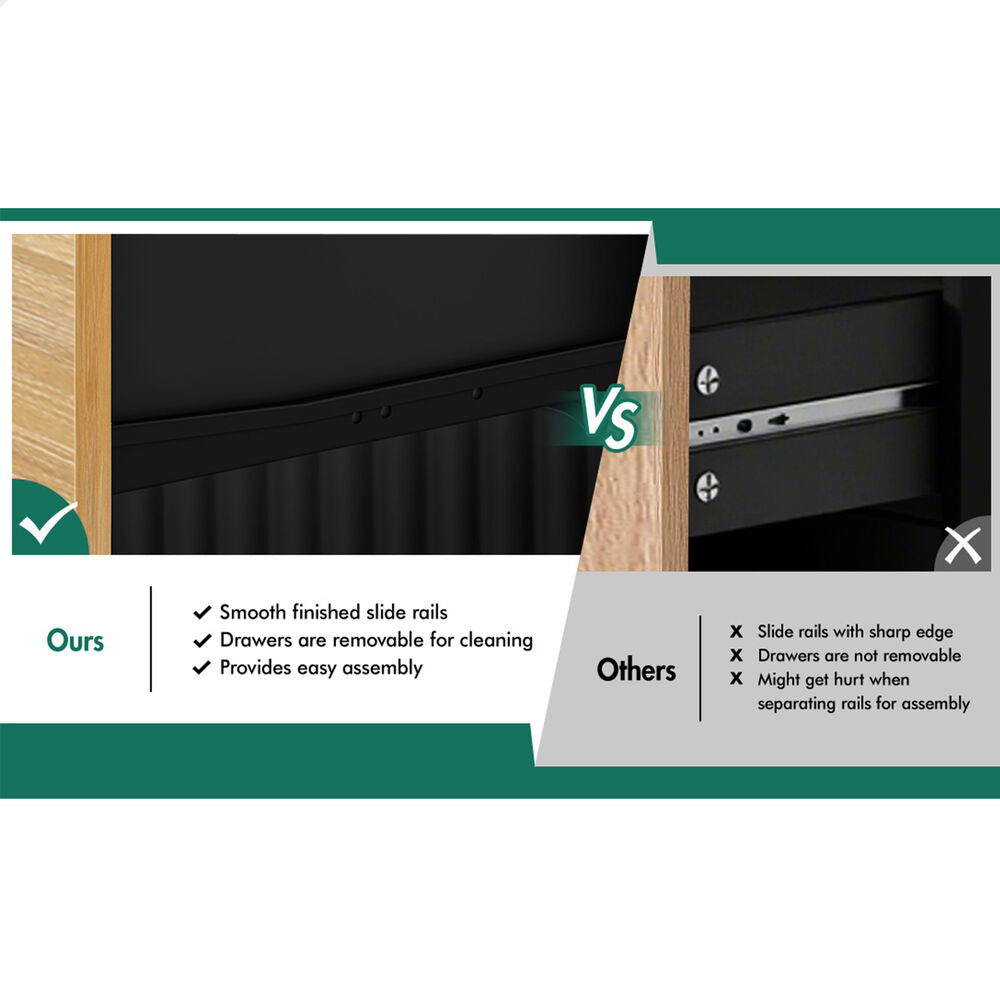 ALFORDSON 4 Chest of Drawers Bedside Table Storage Cabinet Set Dresser Black/Wood