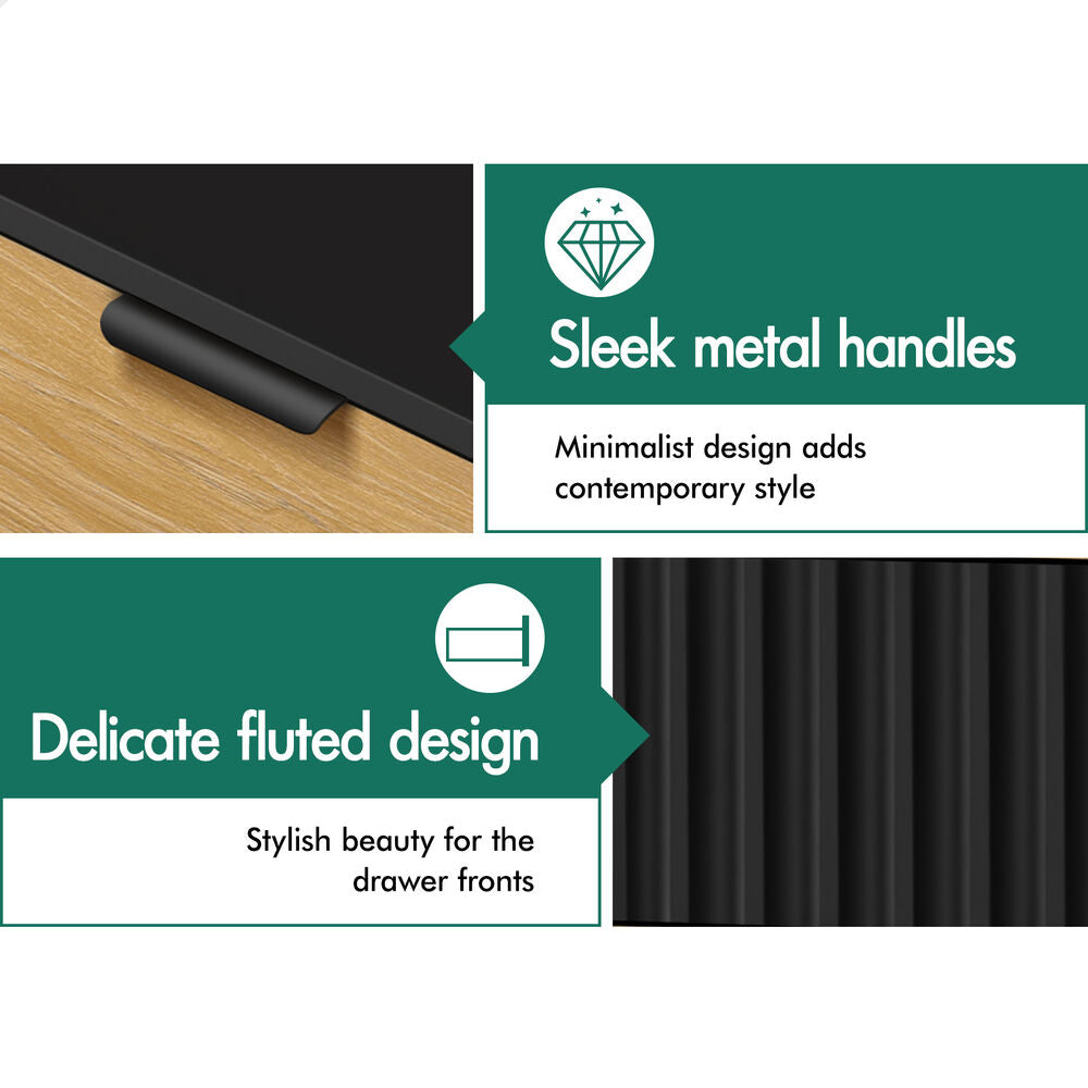 ALFORDSON 4 Chest of Drawers Bedside Table Storage Cabinet Set Dresser Black/Wood