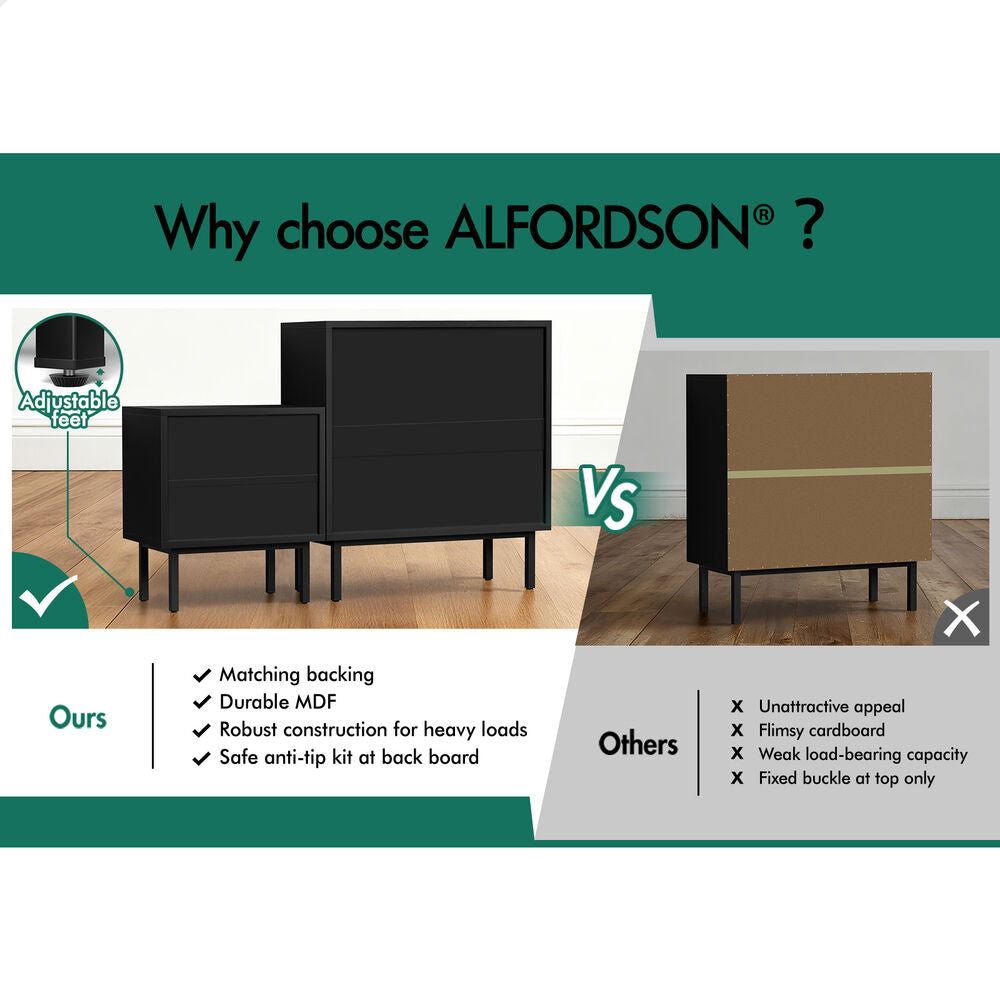 ALFORDSON 4 Chest of Drawers Bedside Table Storage Cabinet Set Dresser Black/Wood