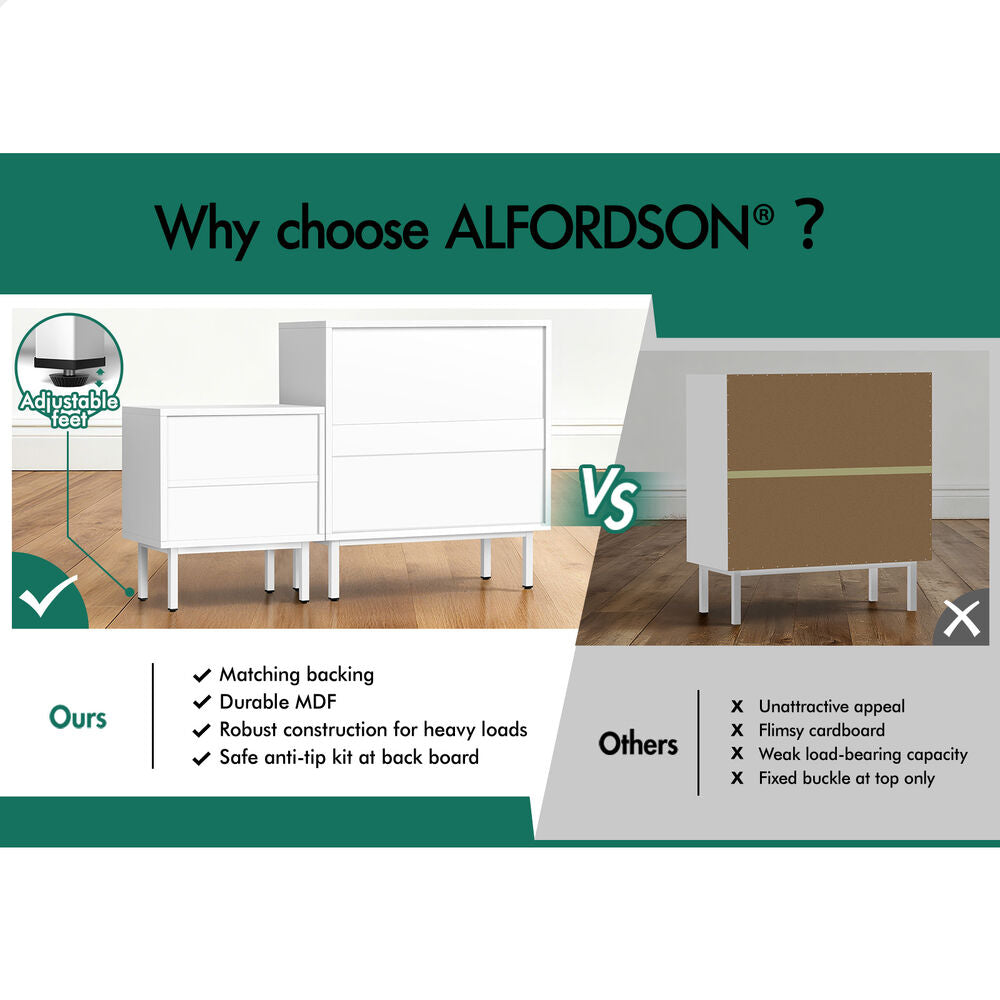 ALFORDSON 4 Chest of Drawers Bedside Table Storage Cabinet Set Dresser White