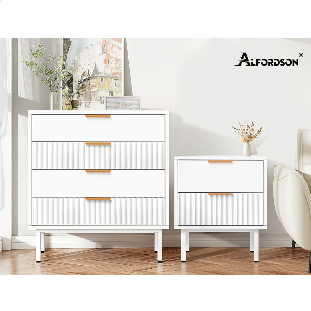 ALFORDSON 4 Chest of Drawers Bedside Table Storage Cabinet Set Dresser White