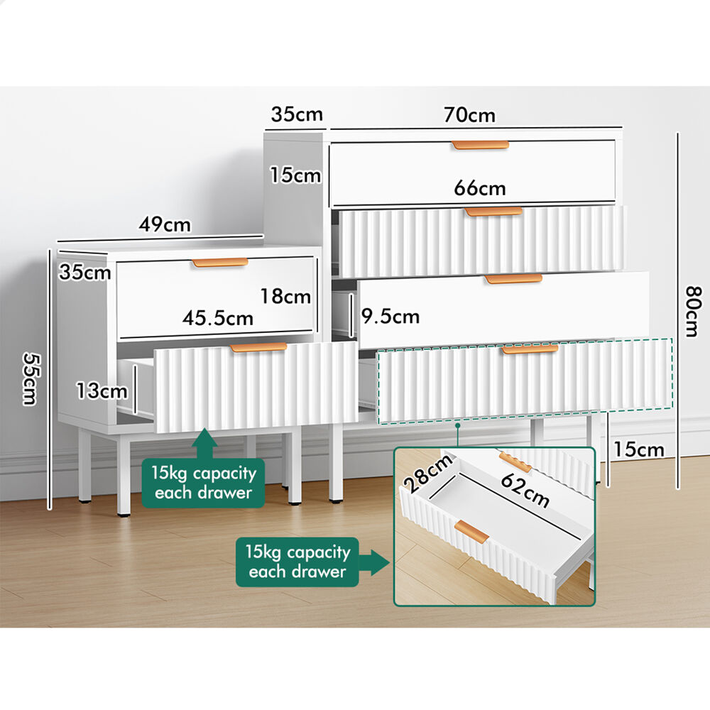 ALFORDSON 4 Chest of Drawers Bedside Table Storage Cabinet Set Dresser White