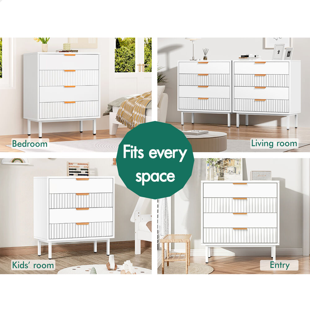 ALFORDSON 4 Chest of Drawers Bedside Table Storage Cabinet Set Dresser White