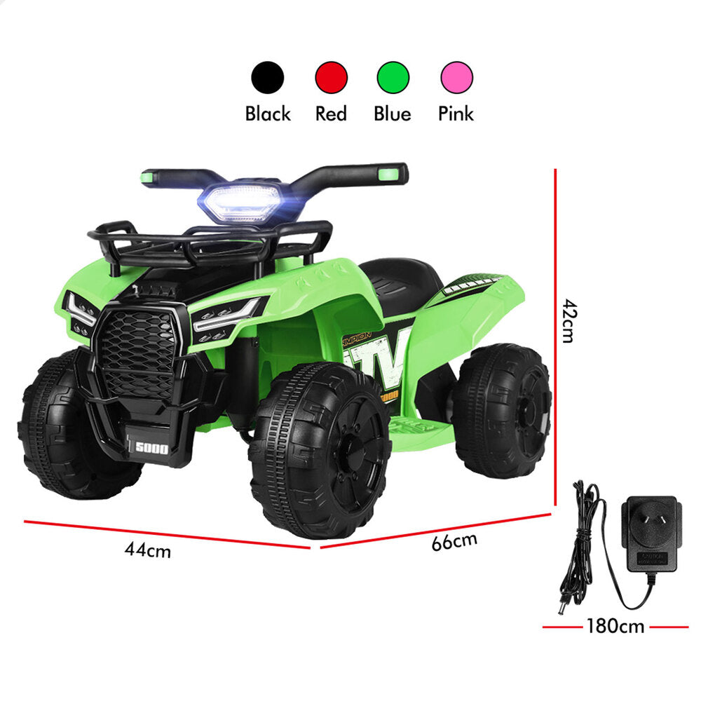 ALFORDSON Kids Ride On Car Electric ATV Toy With LED Lights Green