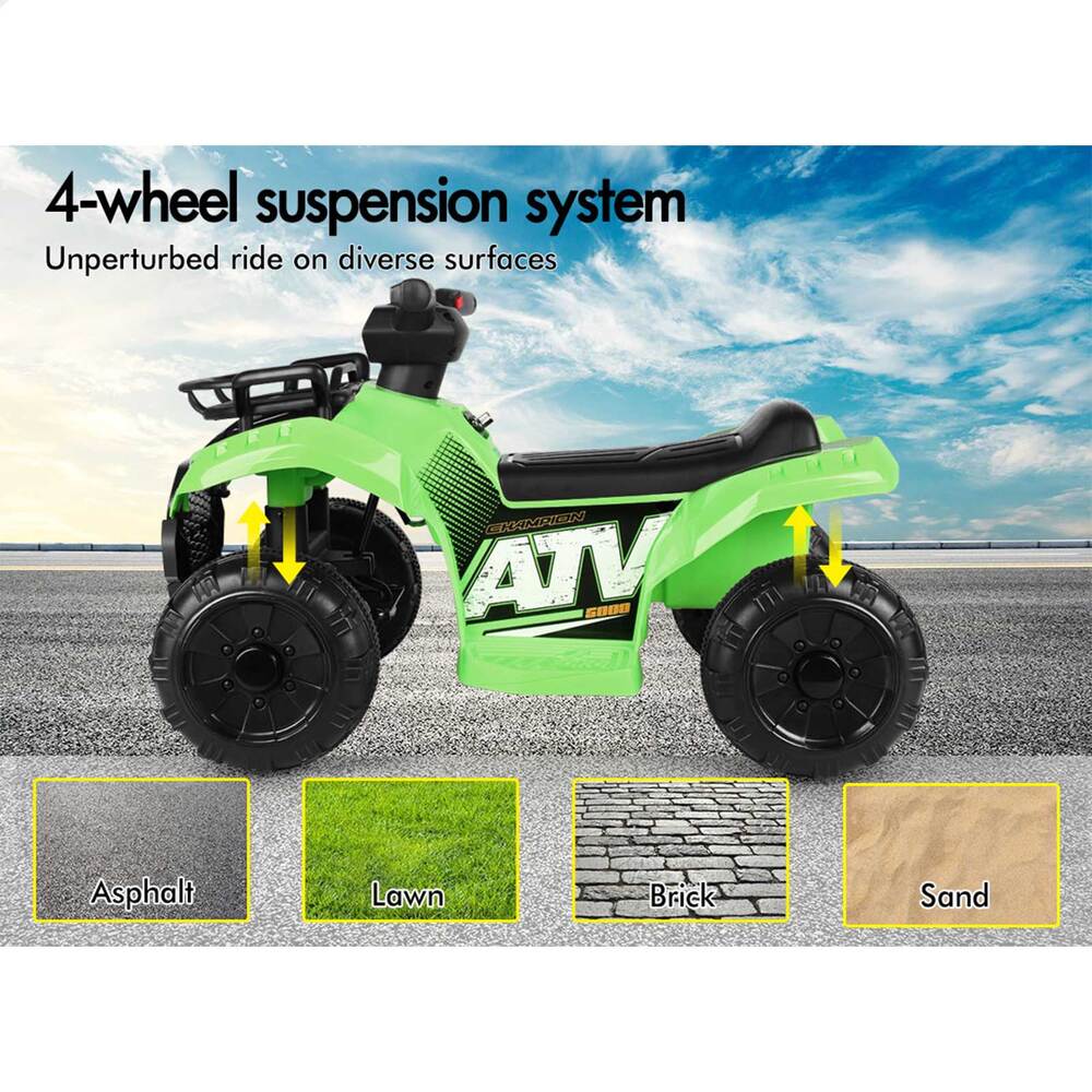 ALFORDSON Kids Ride On Car Electric ATV Toy With LED Lights Green