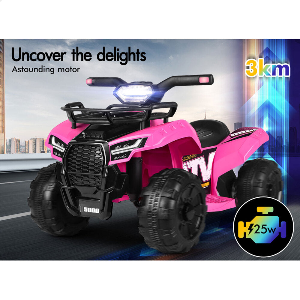 ALFORDSON Kids Ride On Car Electric ATV Toy With LED Lights Pink