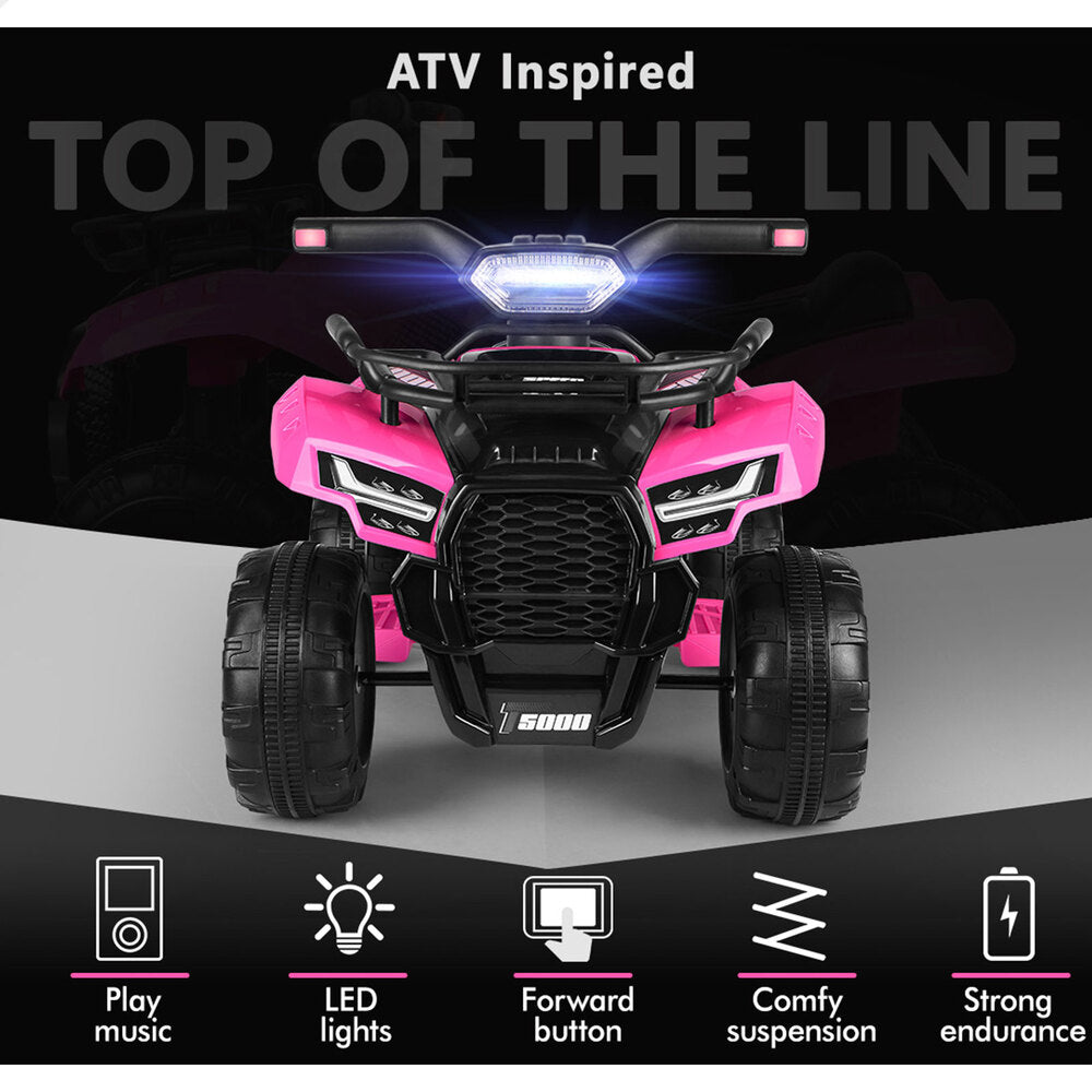 ALFORDSON Kids Ride On Car Electric ATV Toy With LED Lights Pink