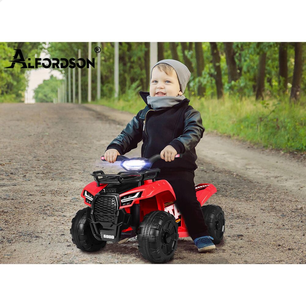 ALFORDSON Kids Ride On Car Electric ATV Toy 25W Motor W/ USB MP3 LED Lights Red