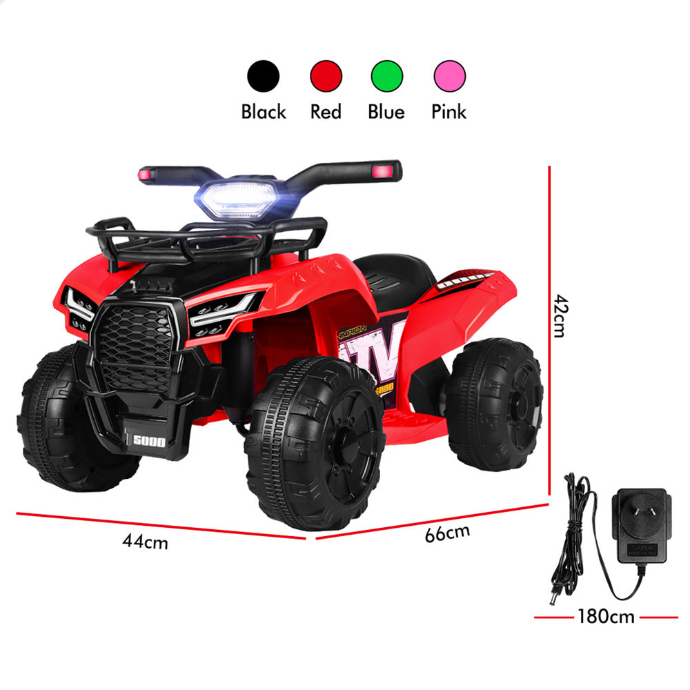 ALFORDSON Kids Ride On Car Electric ATV Toy 25W Motor W/ USB MP3 LED Lights Red