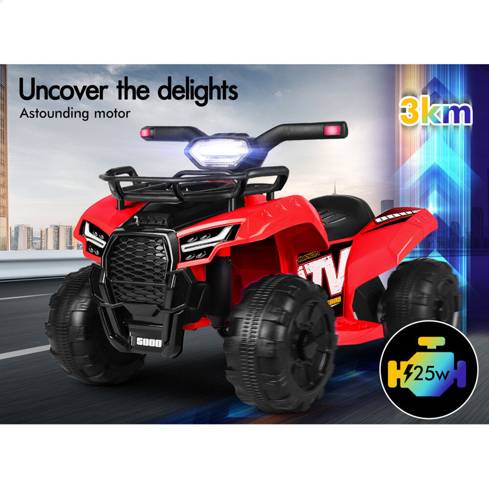 ALFORDSON Kids Ride On Car Electric ATV Toy 25W Motor W/ USB MP3 LED Lights Red