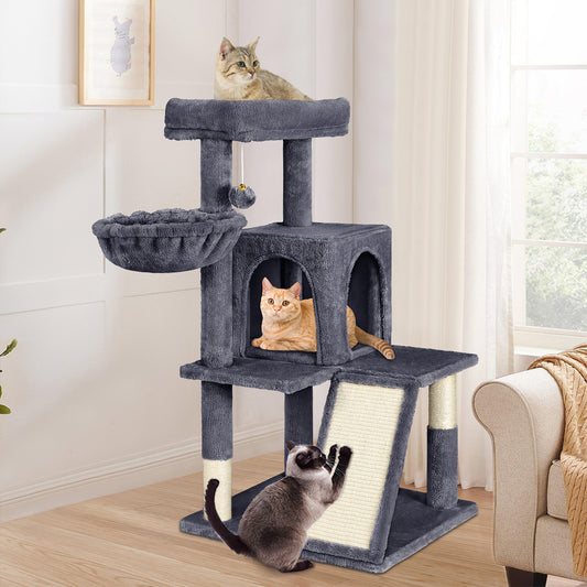 BEASTIE Cat Tree Scratching Post Scratcher Tower Condo House Furniture Wood 100cm Grey