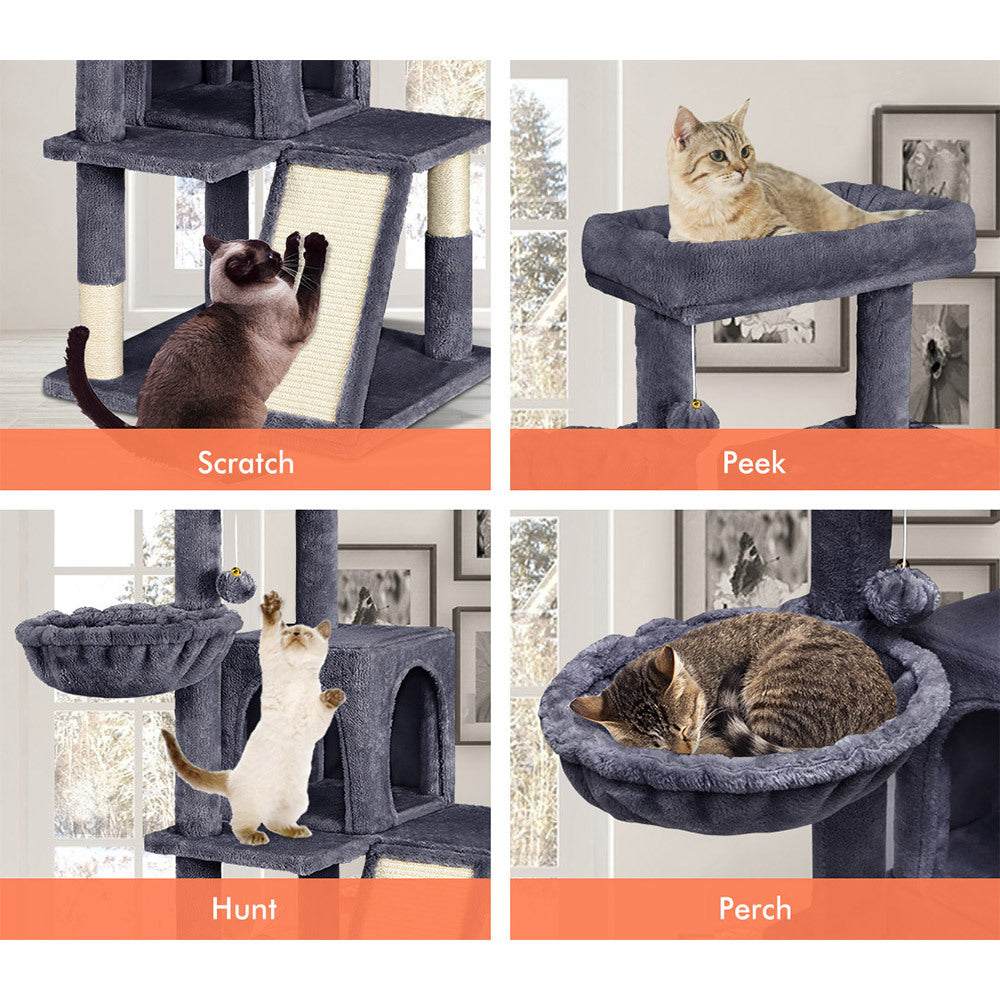 BEASTIE Cat Tree Scratching Post Scratcher Tower Condo House Furniture Wood 100cm Grey