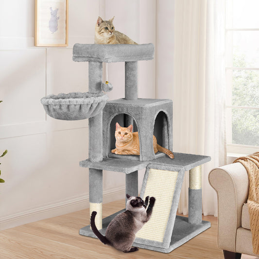 BEASTIE Cat Tree Scratching Post Scratcher Tower Condo House Furniture Wood 100cm Grey