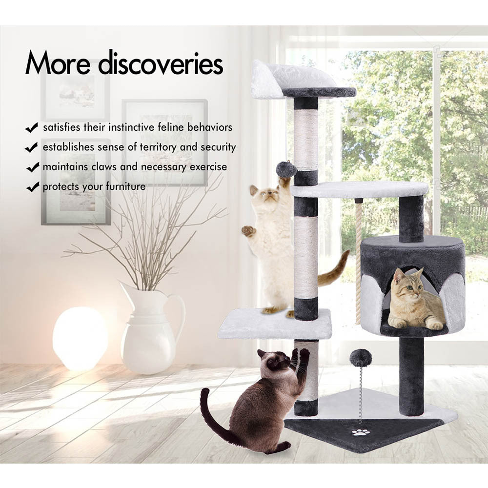 BEASTIE Cat Tree Scratching Post Scratcher Tower Condo House Furniture Wood 112cm
