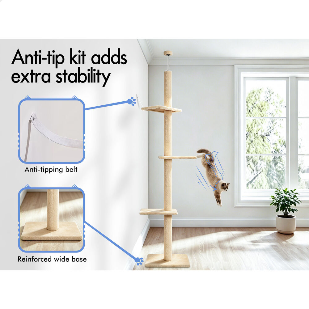 BEASTIE Cat Tree Scratching Post Scratcher Tower Condo House Furniture 230-286cm