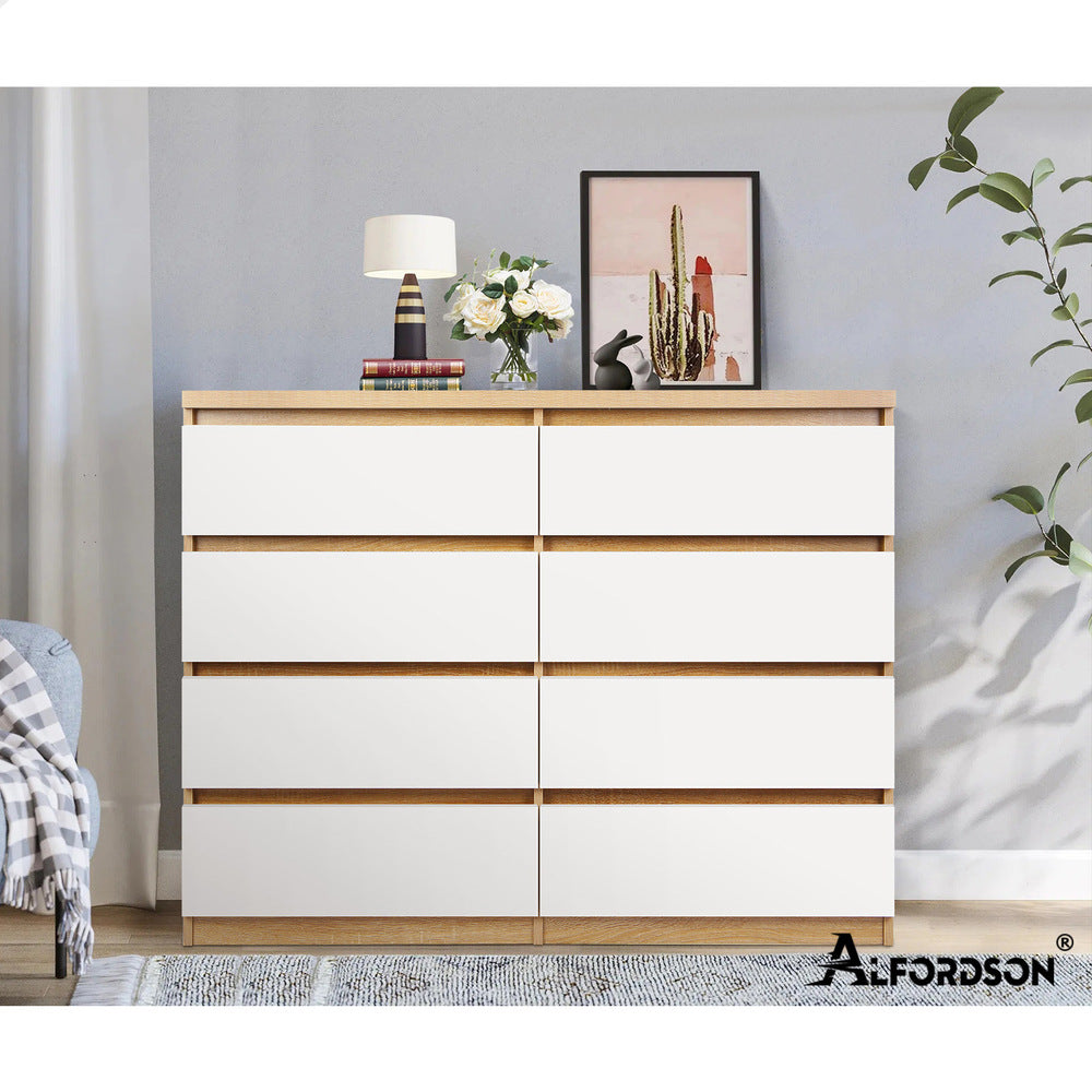 ALFORDSON 8 Chest of Drawers Minimalist Storage Cabinet Dresser Tallboy Oak