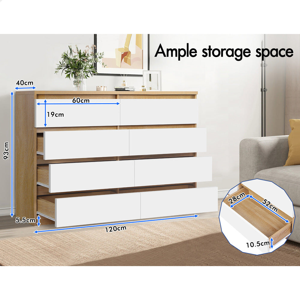 ALFORDSON 8 Chest of Drawers Minimalist Storage Cabinet Dresser Tallboy Oak