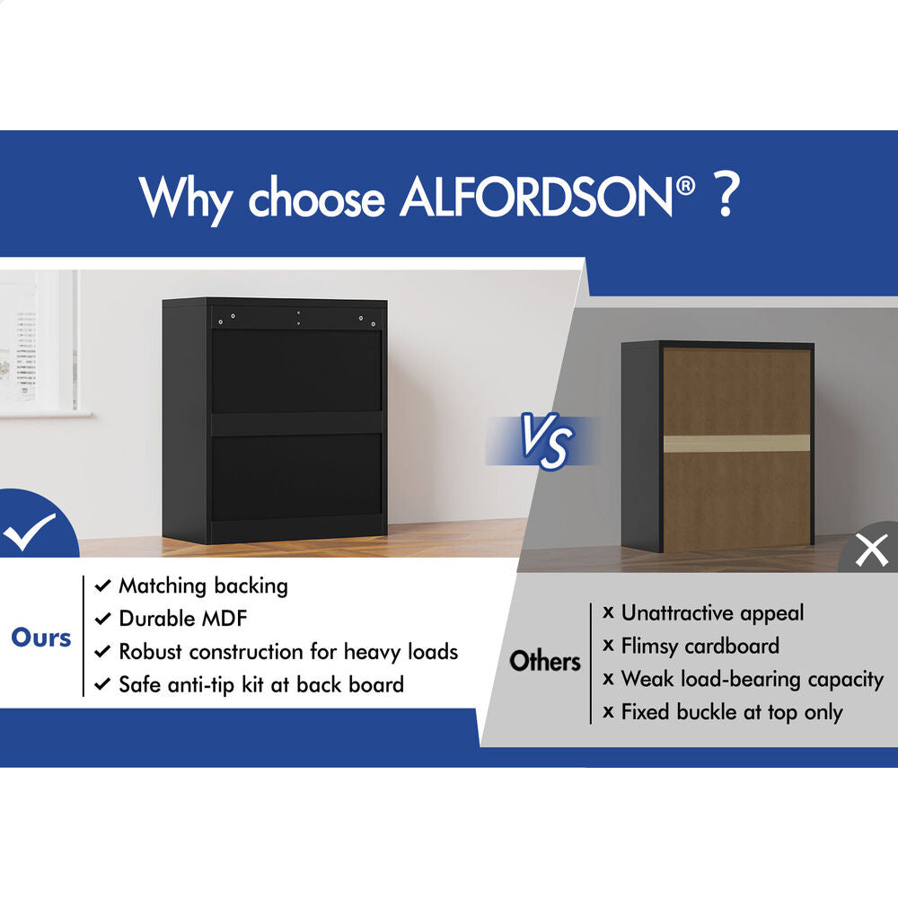 ALFORDSON 5 Chest of Drawers Hamptons Storage Cabinet Dresser Tallboy Black