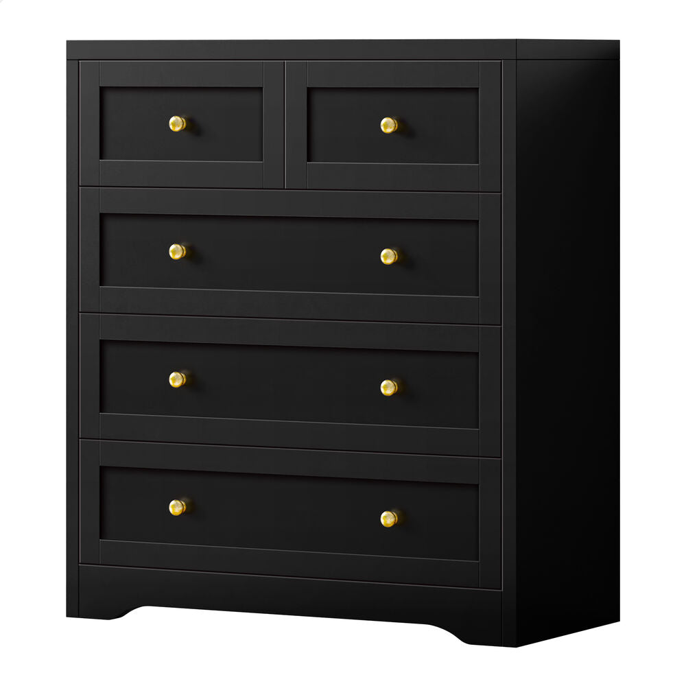 ALFORDSON 5 Chest of Drawers Hamptons Storage Cabinet Dresser Tallboy Black