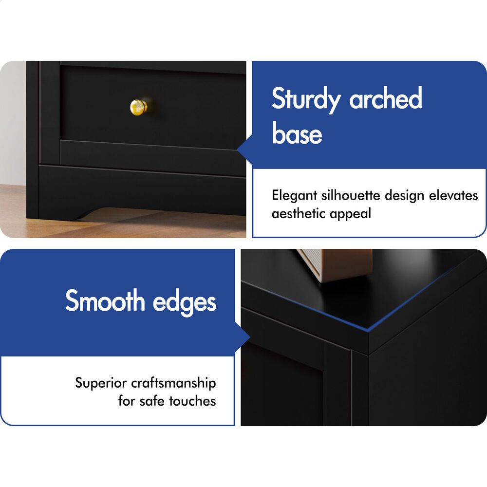 ALFORDSON 5 Chest of Drawers Hamptons Storage Cabinet Dresser Tallboy Black