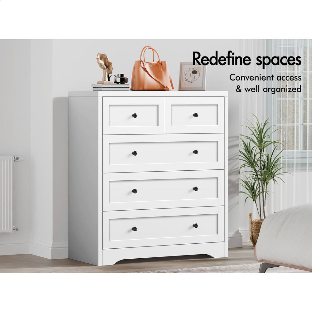 5 Chest of Drawers ALFORDSON Hamptons Storage Cabinet White