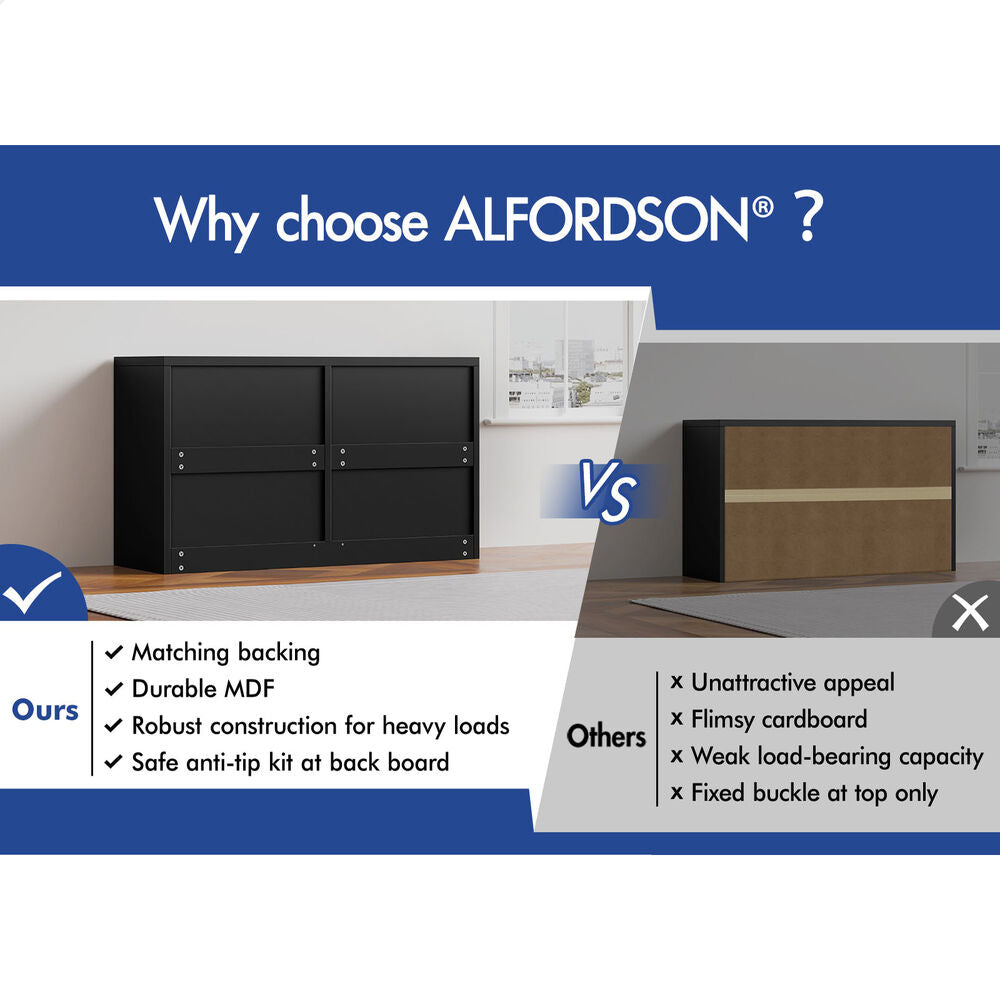 ALFORDSON 6 Chest of Drawers Hamptons Storage Cabinet Dresser Tallboy Black