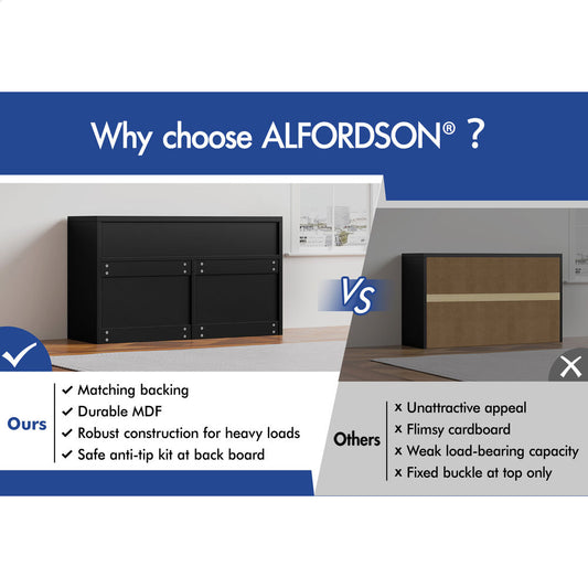 ALFORDSON 7 Chest of Drawers Hamptons Storage Cabinet Dresser Tallboy Black