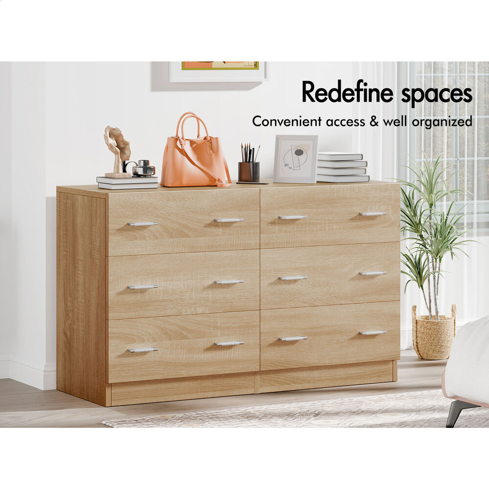 6 Chest of Drawers ALFORDSON Hamptons Storage Dresser Wood