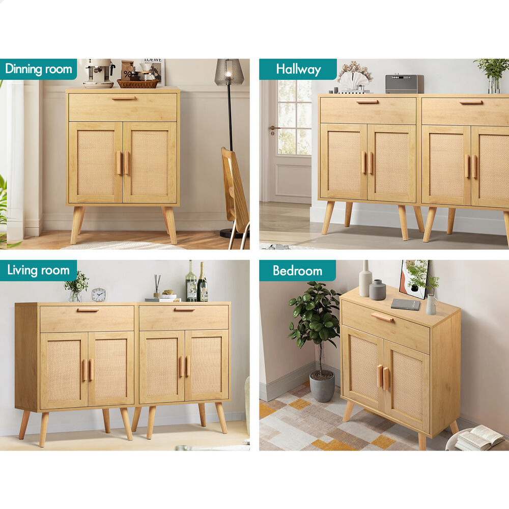 ALFORDSON Sideboard Chest of Drawers Rattan Buffet Storage Cabinet Kitchen Oak