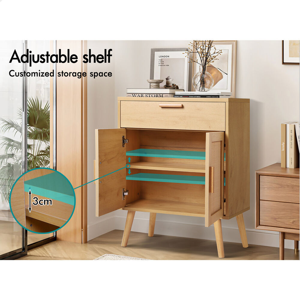 ALFORDSON Sideboard Chest of Drawers Rattan Buffet Storage Cabinet Kitchen Oak