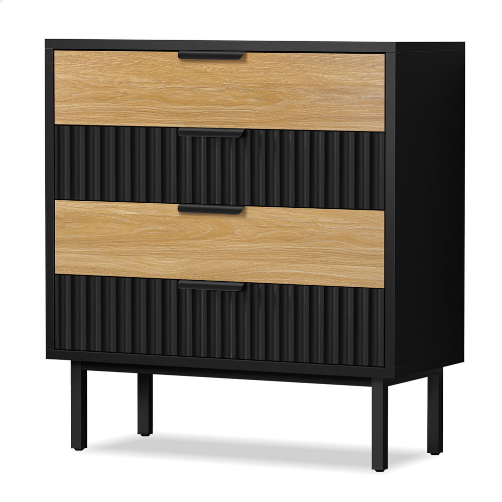 ALFORDSON 4 Chest of Drawers Modern Storage Cabinet Dresser Tallboy Black/Wood