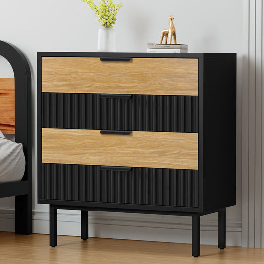 ALFORDSON 4 Chest of Drawers Modern Storage Cabinet Dresser Tallboy Black/Wood