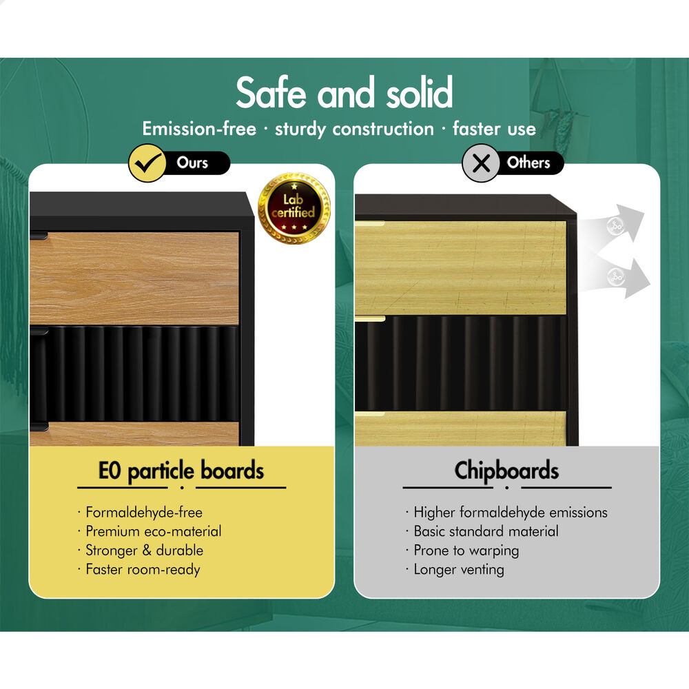 ALFORDSON 4 Chest of Drawers Modern Storage Cabinet Dresser Tallboy Black/Wood