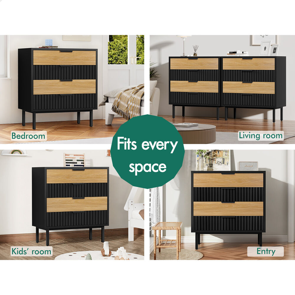 ALFORDSON 4 Chest of Drawers Modern Storage Cabinet Dresser Tallboy Black/Wood