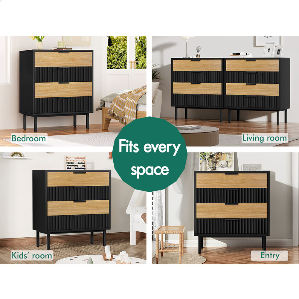 ALFORDSON 4 Chest of Drawers Modern Storage Cabinet Dresser Tallboy Black/Wood