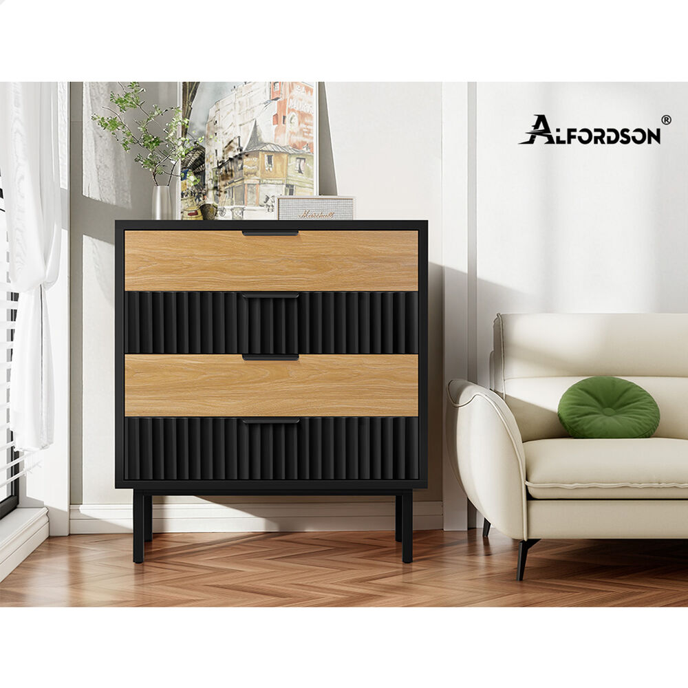 ALFORDSON 4 Chest of Drawers Modern Storage Cabinet Dresser Tallboy Black/Wood