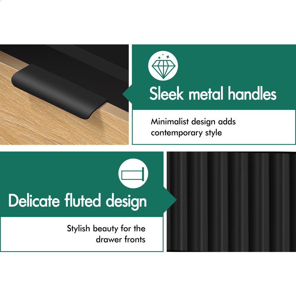 ALFORDSON 4 Chest of Drawers Modern Storage Cabinet Dresser Tallboy Black/Wood