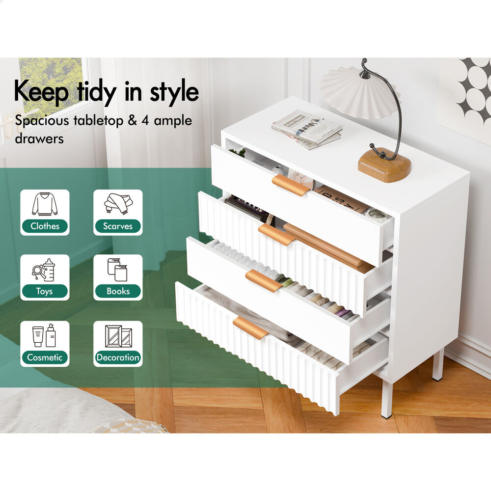 ALFORDSON 4 Chest of Drawers Modern Storage Cabinet Dresser Tallboy White