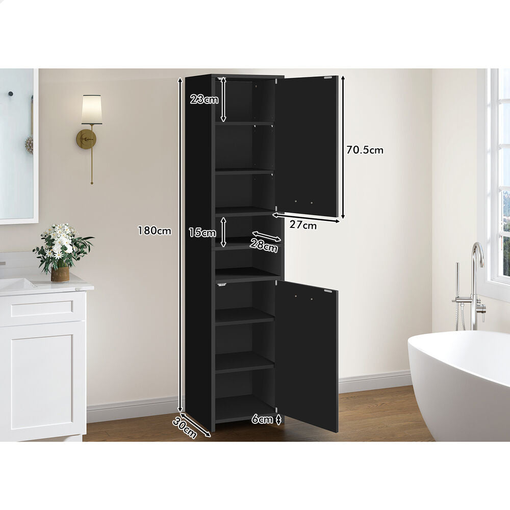 ALFORDSON Tall Cabinet Bathroom Storage Furniture Slim Shelf Cupboard Black