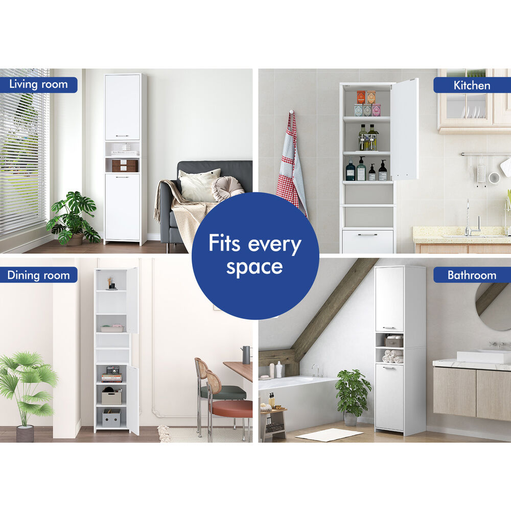 ALFORDSON Bathroom Cabinet Tall Storage Furniture Slim Shelf Cupboard White