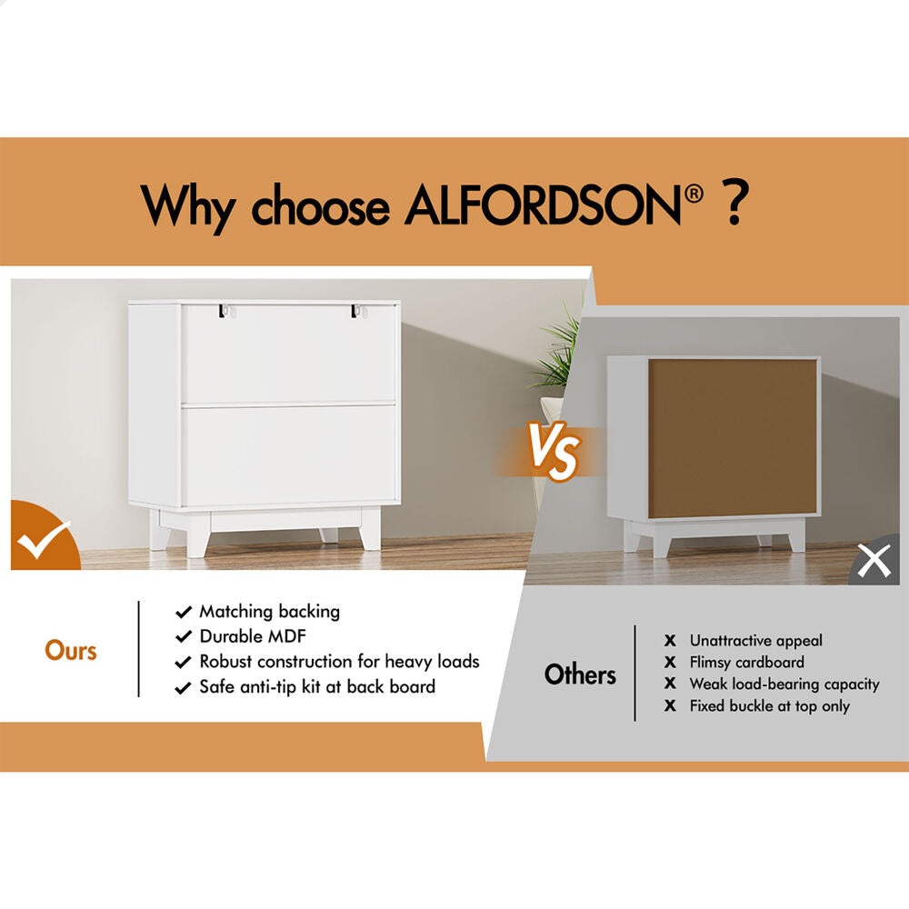 ALFORDSON 5 Chest of Drawers Rattan Storage Cabinet Dresser Tallboy White