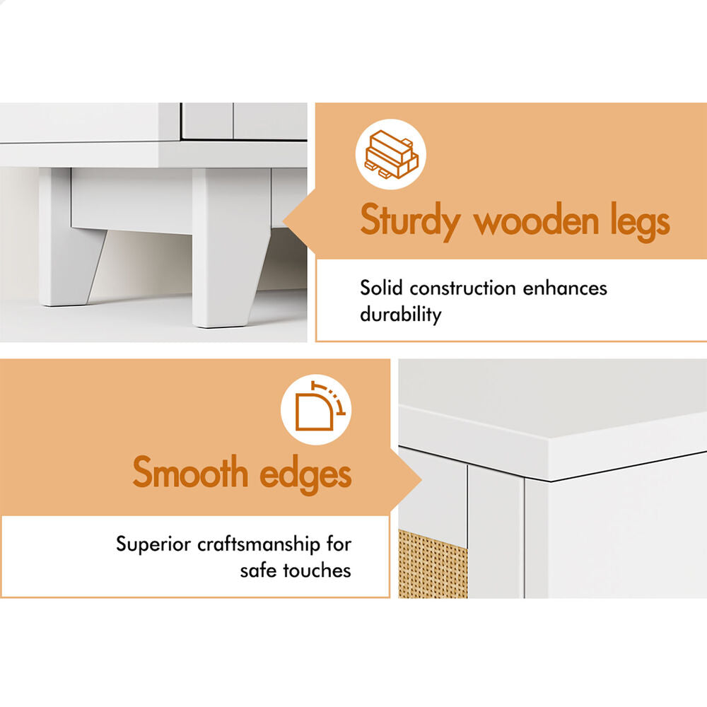 ALFORDSON 5 Chest of Drawers Rattan Storage Cabinet Dresser Tallboy White