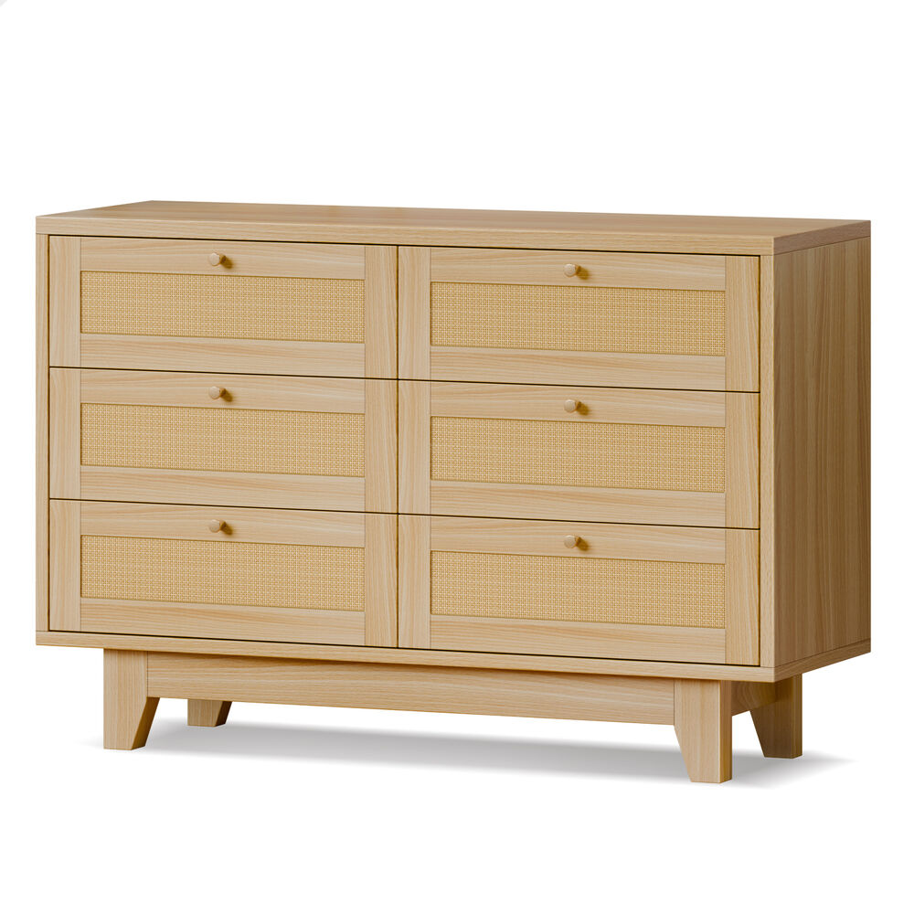 ALFORDSON 6 Chest of Drawers Rattan Storage Cabinet Dresser Tallboy Wood