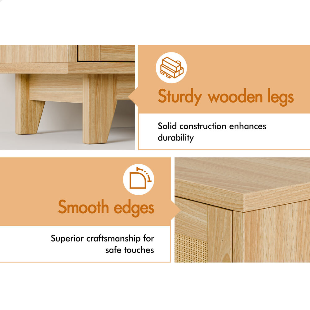 ALFORDSON 6 Chest of Drawers Rattan Storage Cabinet Dresser Tallboy Wood