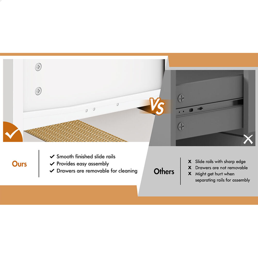 ALFORDSON 6 Chest of Drawers Rattan Storage Cabinet Dresser Tallboy White