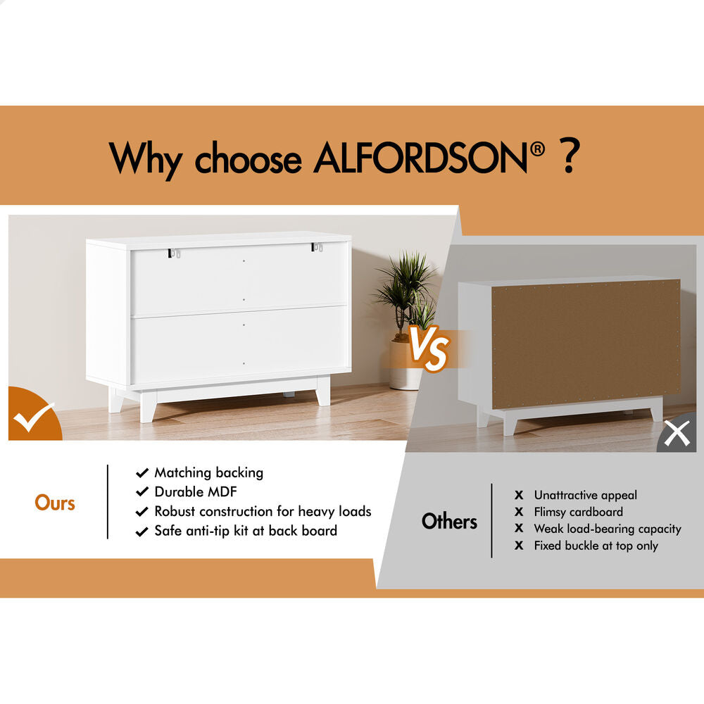 ALFORDSON 6 Chest of Drawers Rattan Storage Cabinet Dresser Tallboy White