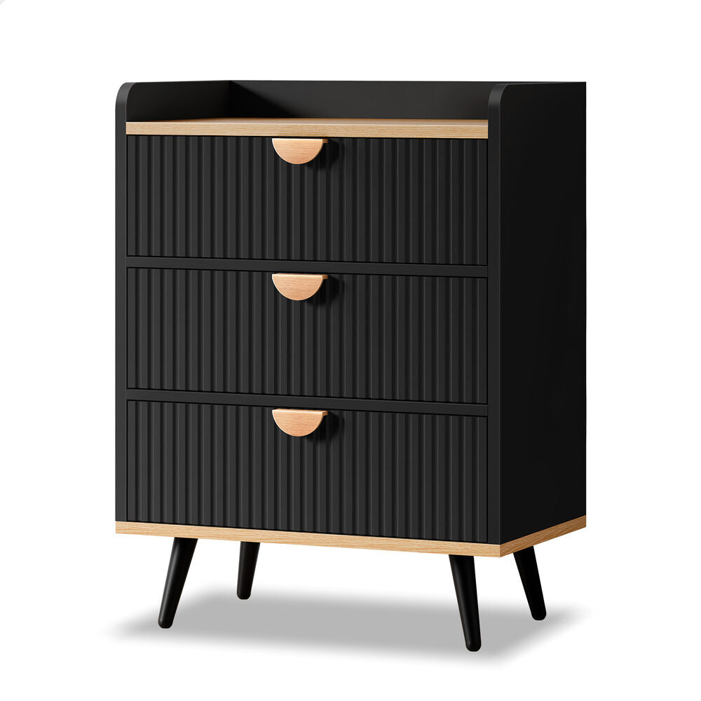 ALFORDSON 3 Chest of Drawers Modern Storage Cabinet Dresser Tallboy Black