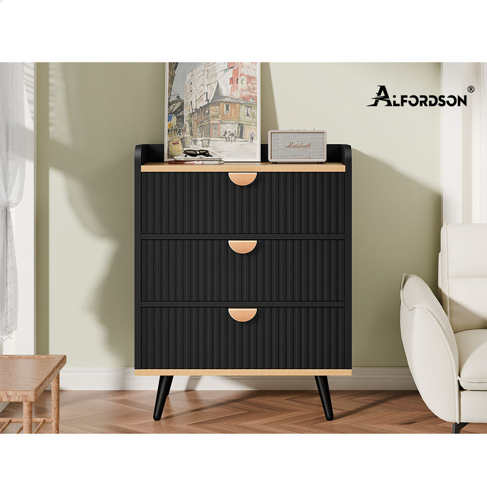 ALFORDSON 3 Chest of Drawers Modern Storage Cabinet Dresser Tallboy Black