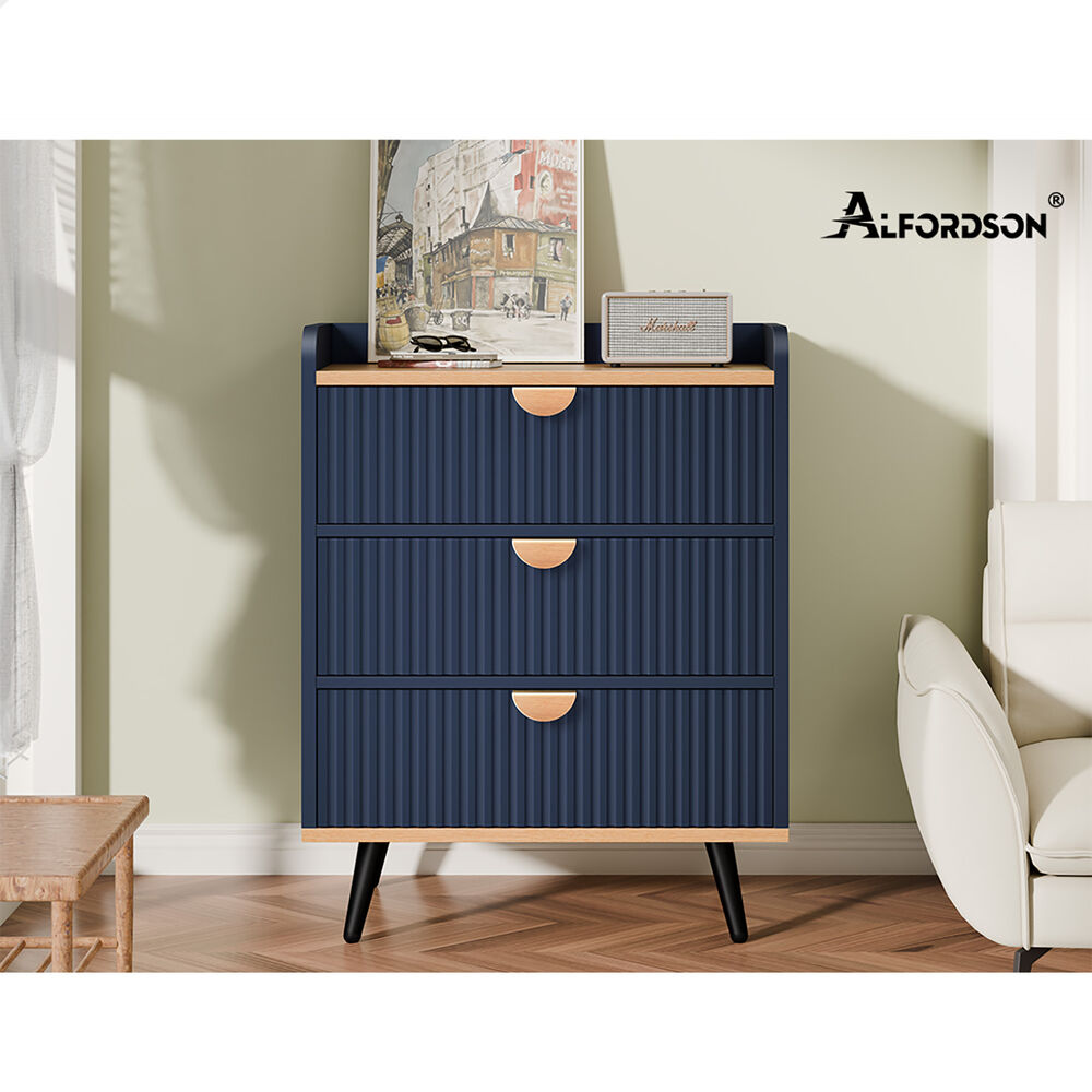ALFORDSON 3 Chest of Drawers Modern Storage Cabinet Dresser Tallboy Blue