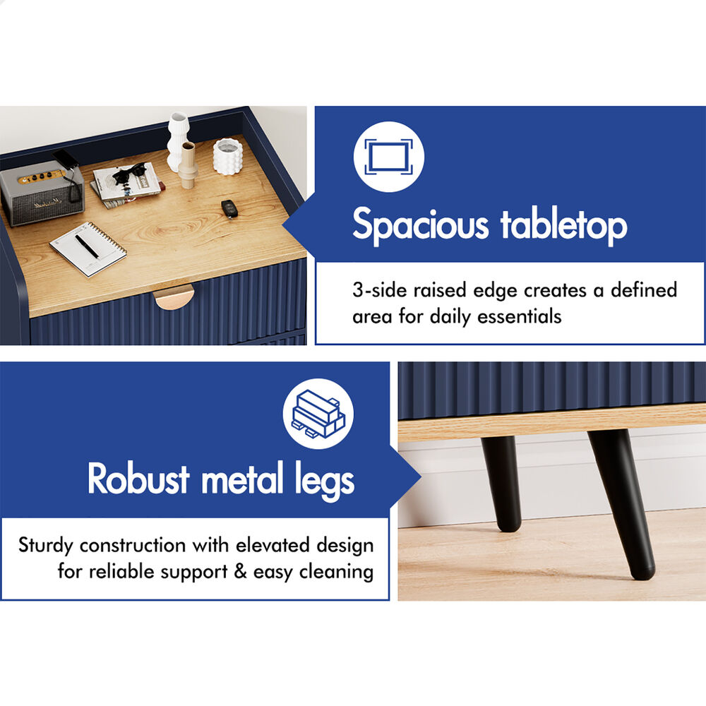 ALFORDSON 3 Chest of Drawers Modern Storage Cabinet Dresser Tallboy Blue